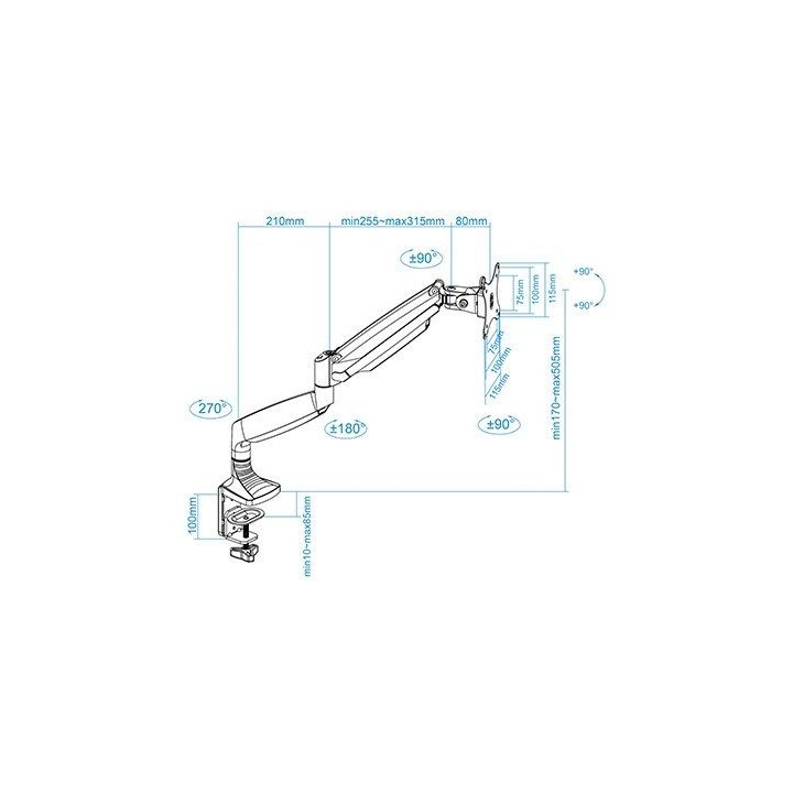 soporte para pantallas desde 13â hasta 32â. admite una dimension maxima de 10 x 10 cm y un peso