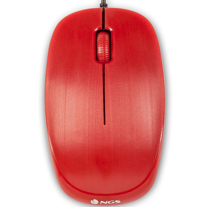 ngs raton con cable ngs flamered - optico - 1000dpi - 2 botones + scroll -  ergonomico - usb - rojo