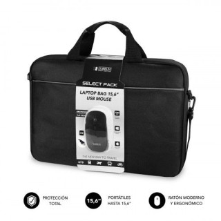 subblim maletin con raton select pack wired mouse usb + laptop bag 15,6