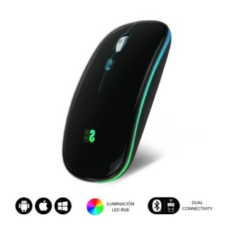 raton optico inalambrico 2.4g y bt rgb led dual flat mouse black