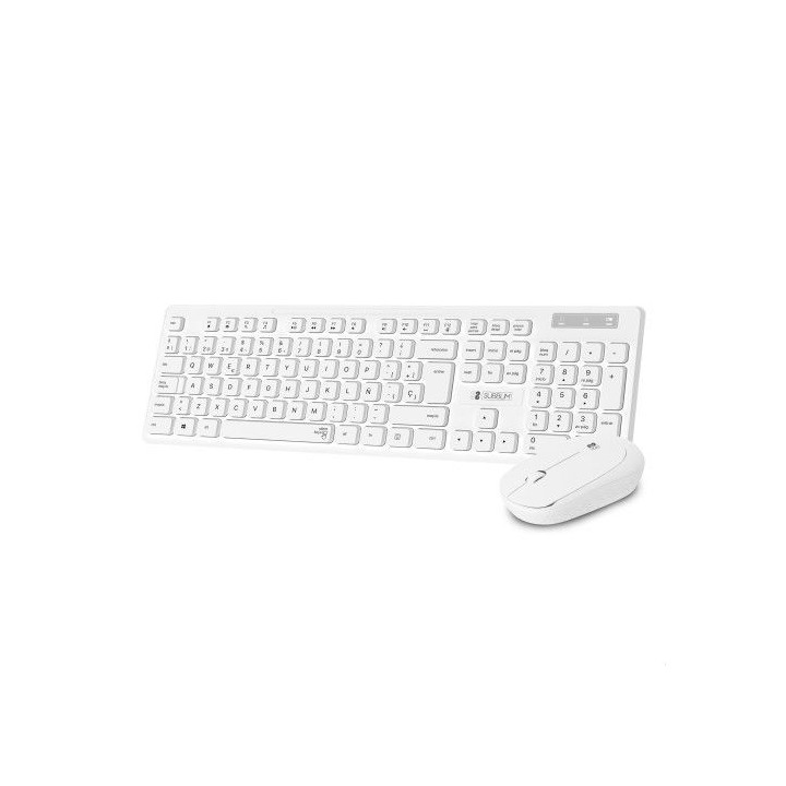 subblim teclado ergonomico y raton combo business slim silencioso inalambrico 2.4g blanco