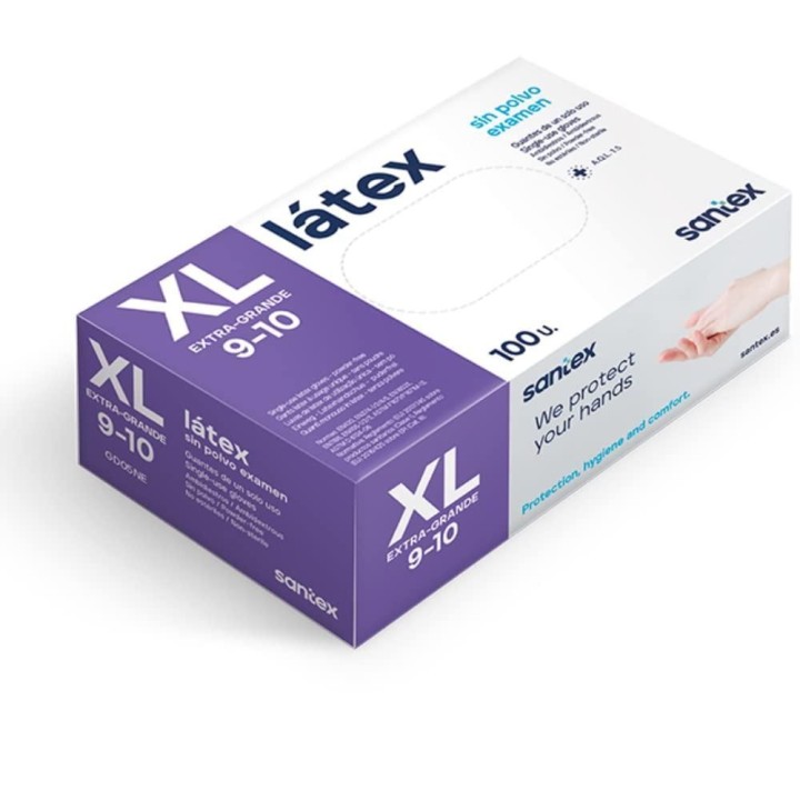 c. 100 guantes santex latex s/polvo t.xl nat