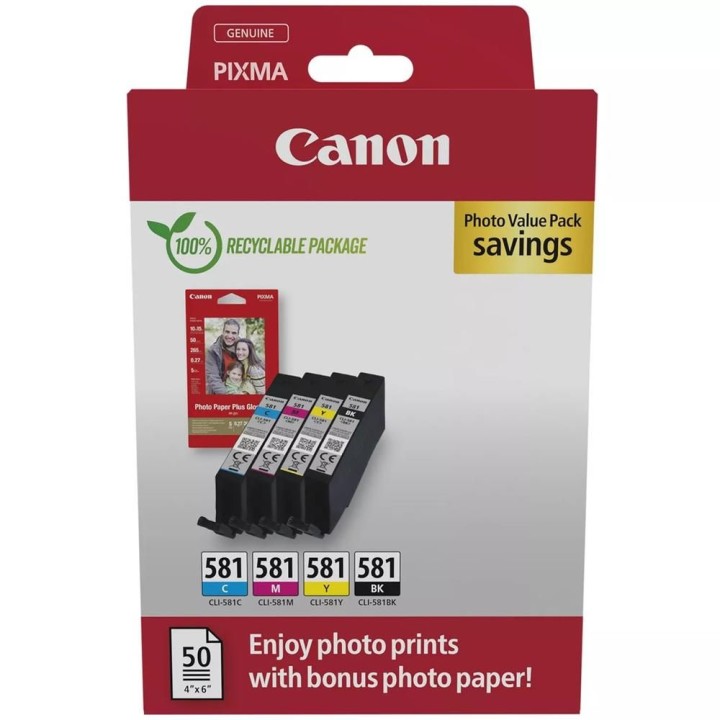 canon multipack tinta canon cli 581 bk - c - m - y