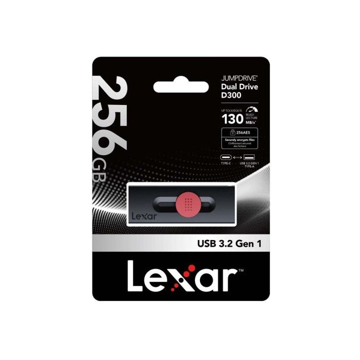 lexar 256gb dual type-c and type-a usb 3.2 flash drive, up to 130mb/s read