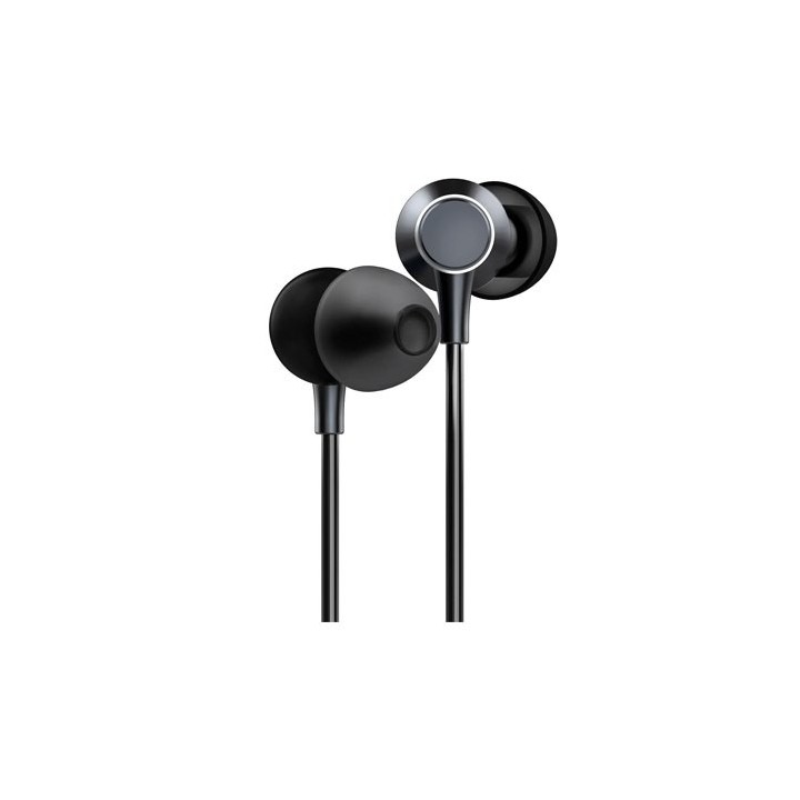 auriculares con cable metallized negro microfono jack3 5mm aluminio plasticoreciclado