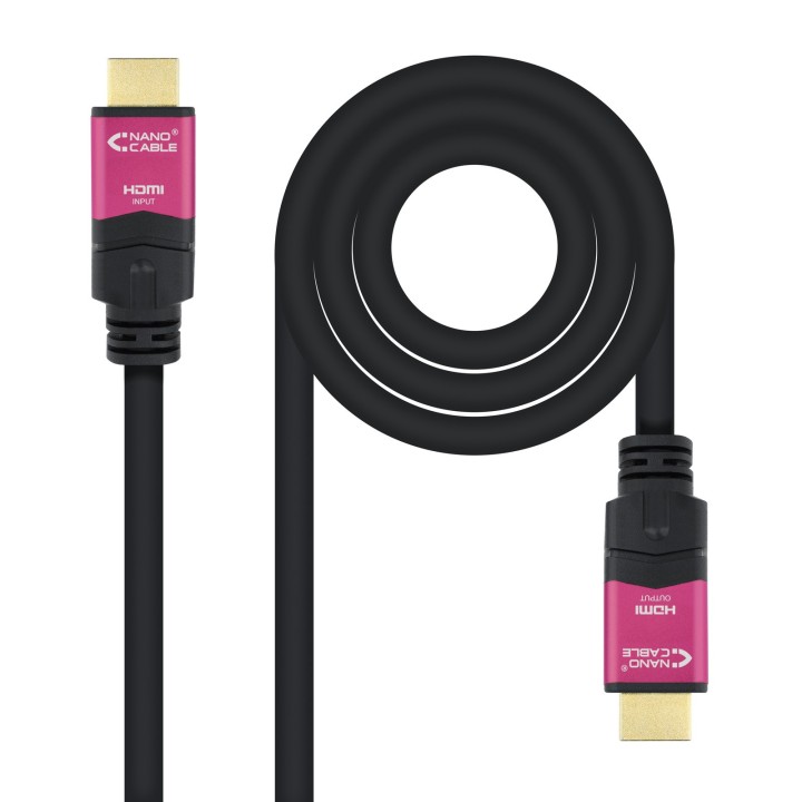 nanocable cable hdmi nanocable v2.0 4k@60hz 18 gbps con repetidor a - m - a - m negro 15 m