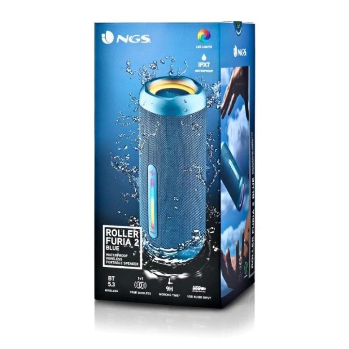 ngs altavoz rollerfuria2 bt rgb ip67 azul 30w
