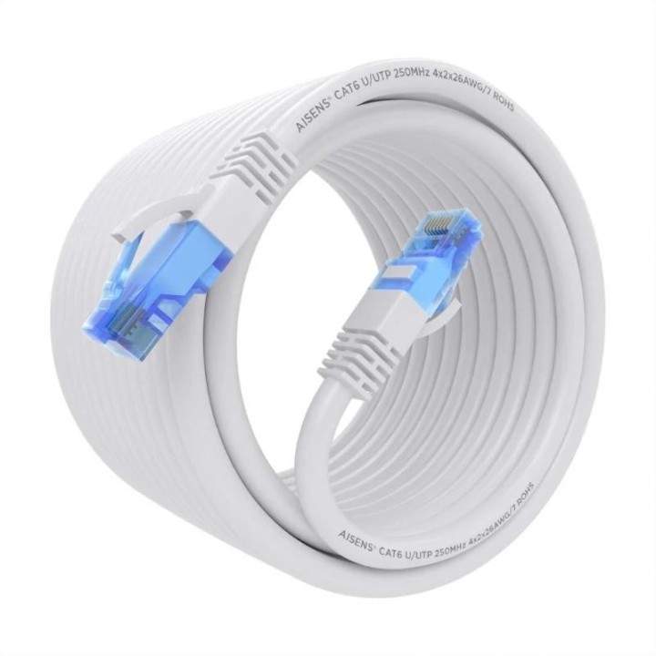 aisens cable rj45 cat.6 utp awg26 cca blanco 7.5m