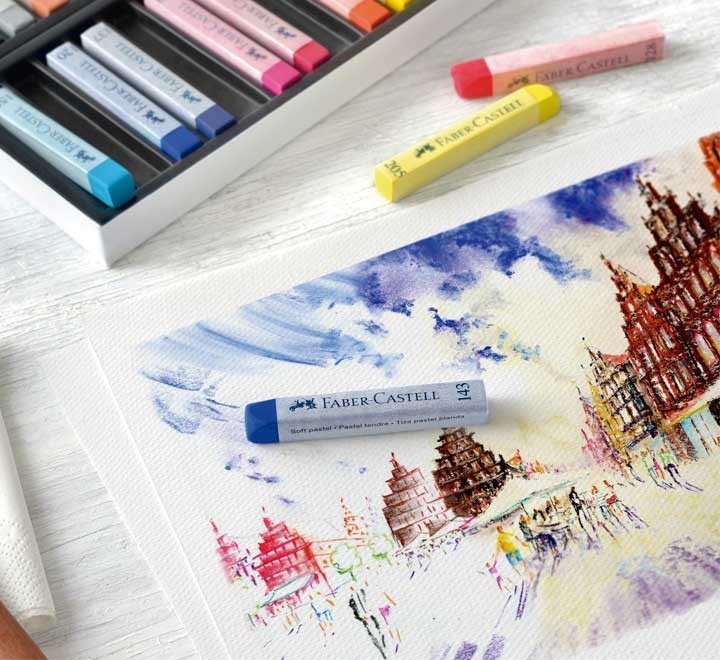 estuche 12 tizas pasteles blandos faber castell