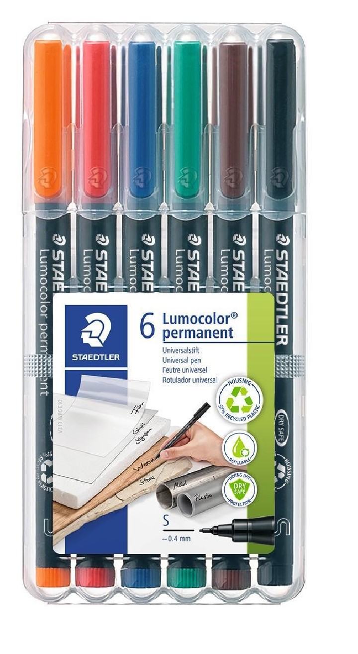 est. 6 rotulad. staedtler lumocolor perm 0.4mm