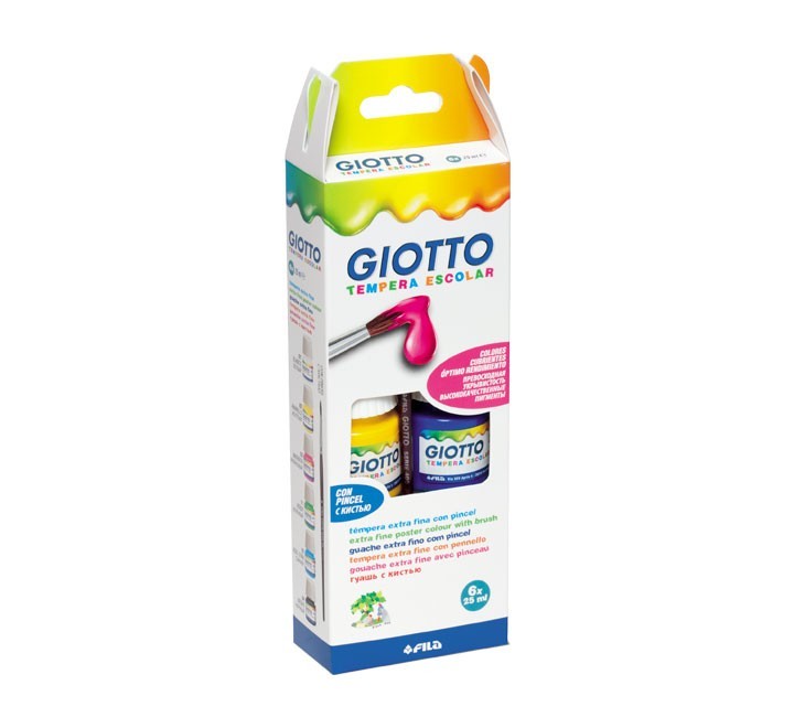 est. 6 b. tempera escolar giotto 25ml stdo+pincel