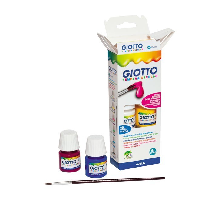 est. 6 b. tempera escolar giotto 25ml stdo+pincel