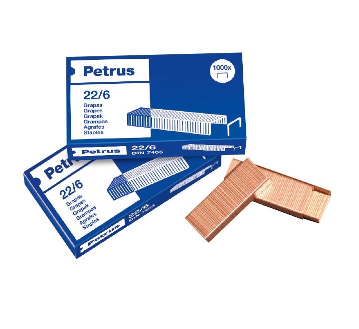 caja 1000 grapas petrus 22/6 cobre
