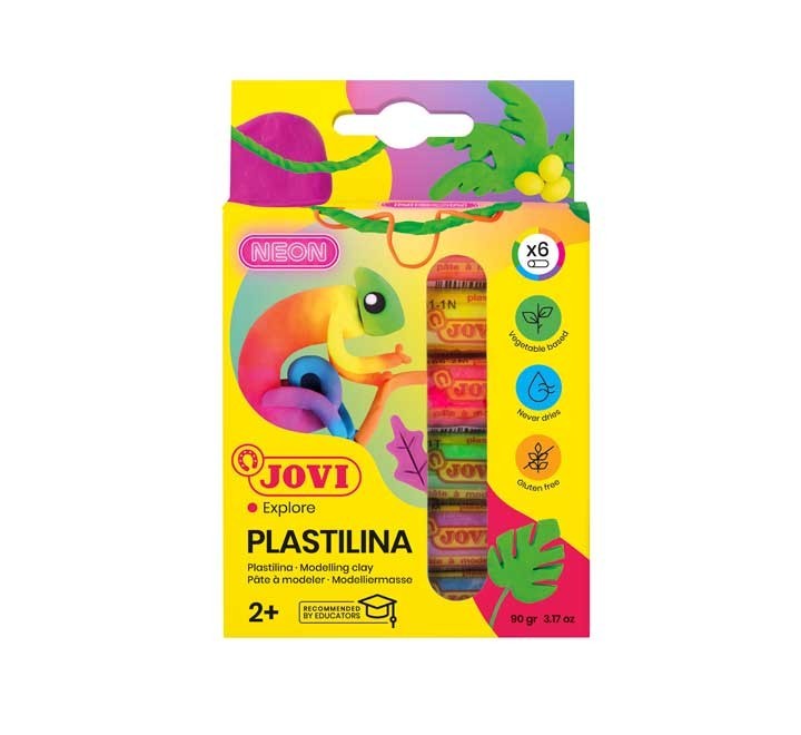 c. 6u plastilina jovi 15ggr neon stdo 90/6f