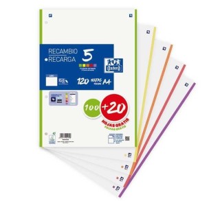 recambio 100h+20 oxford color 5 a4 liso vivos