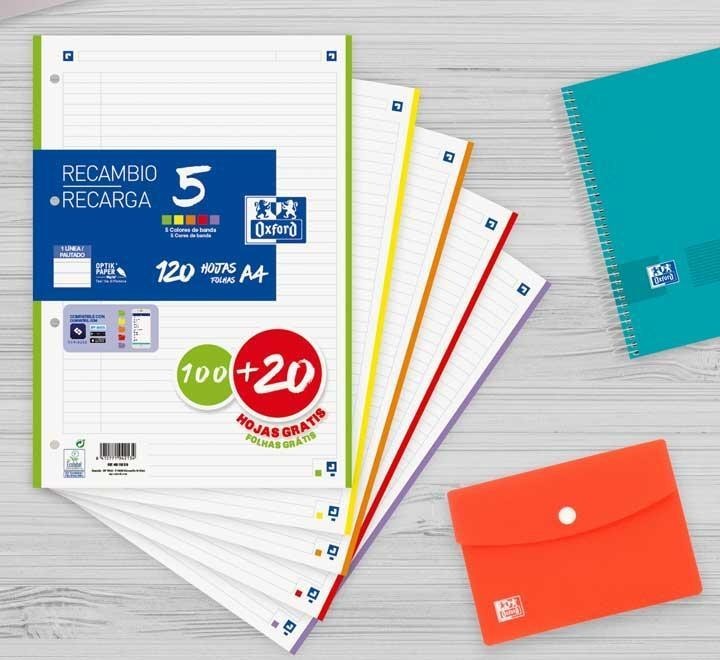 recambio 100h+20 oxford color 5 a4 hztal vivos