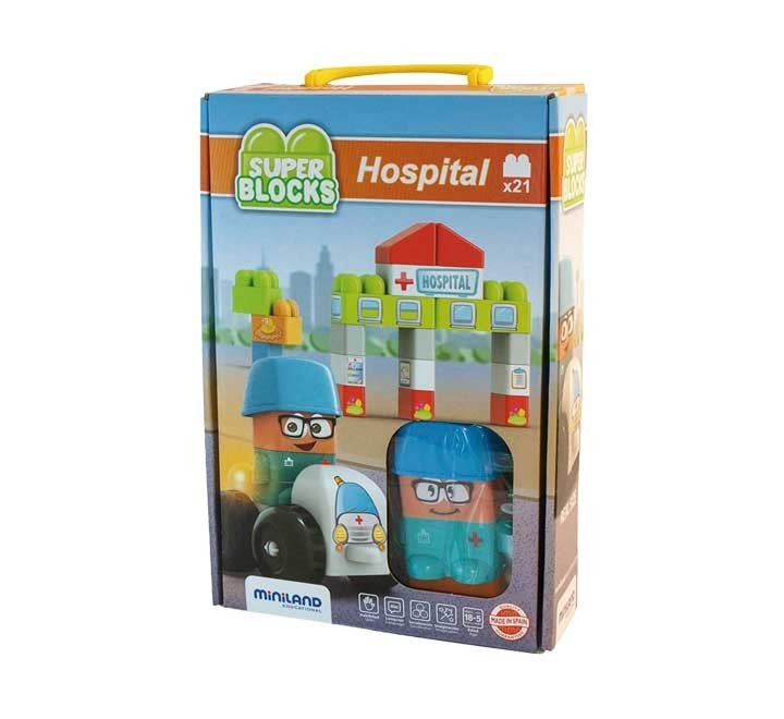 caja 21 piezas miniland super blocks hospital
