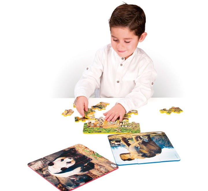 set 3 puzzle pro miniland. animales 21x21cm