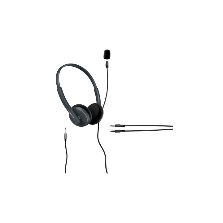 auriculares energy sistem office 2 anthracite on-ear pc mac smartphone 3.5mmplug retractable