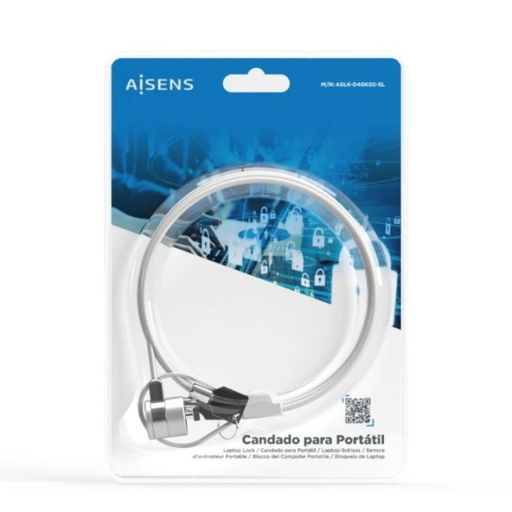 aisens cable seguridad  cerradura llave  1.5m