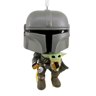funko adorno de navidad funko star wars mandaloriano & grogu  figura de resina